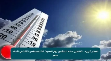 أمطار غزيرة.. تفاصيل حالة الطقس يوم السبت 30 أغسطس 2025 في أنحاء مصر